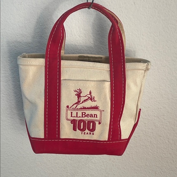 LL Bean 100 Years Anniversary Mini Boat and Tote Bag Red Canvas USA - Picture 1 of 9